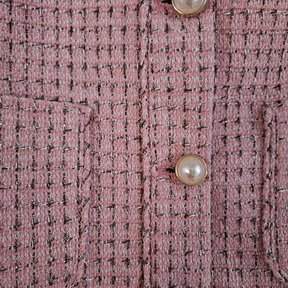 NWT Liz Claiborne Pink Tweed Blazer with Pearl Buttons Size 10 - Picture 4 of 8
